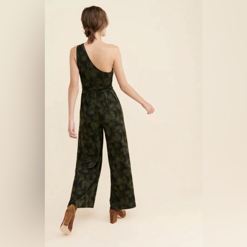 Free People Maya One-Shoulder Jumpsuit Black Combo Medium - Picture 2 of 9